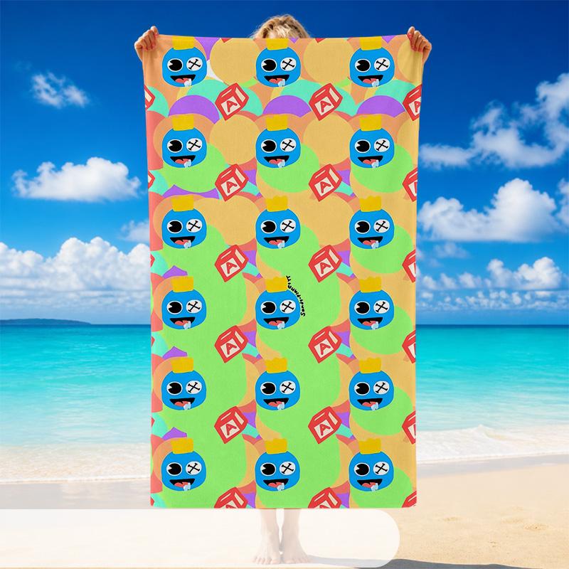 Quick Dry Beach Towel Rainbow Friends Pattern, Lightweight Absorbent Towel for Pool Beach Vacation Use