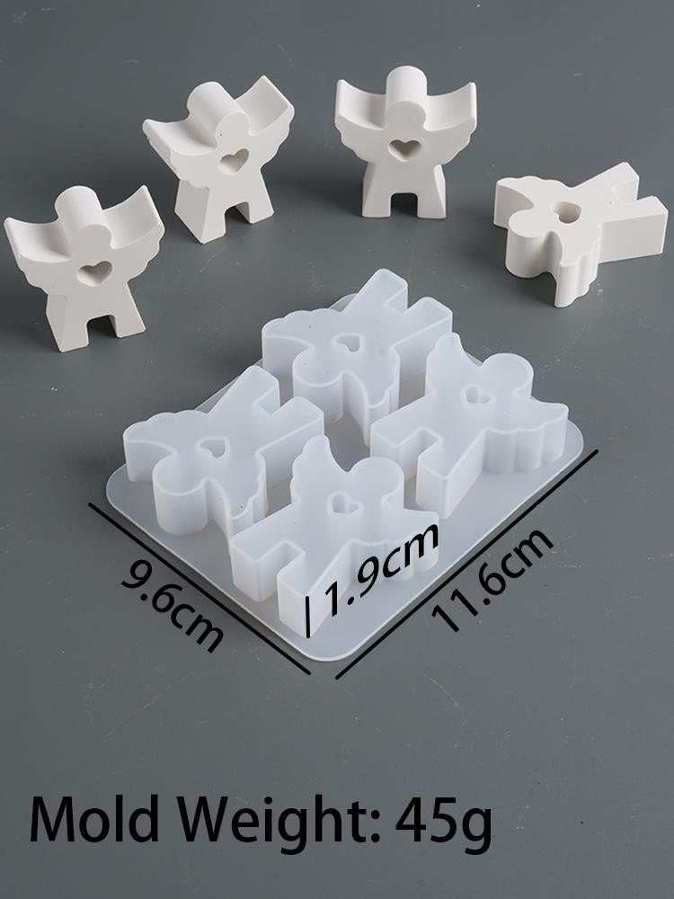 Angel Bunny Decorative Plug Candle Holder Silicone Mold DIY Handmade 4-Hole Aromath Candle Casting Resin Mold Easter Insert Deco