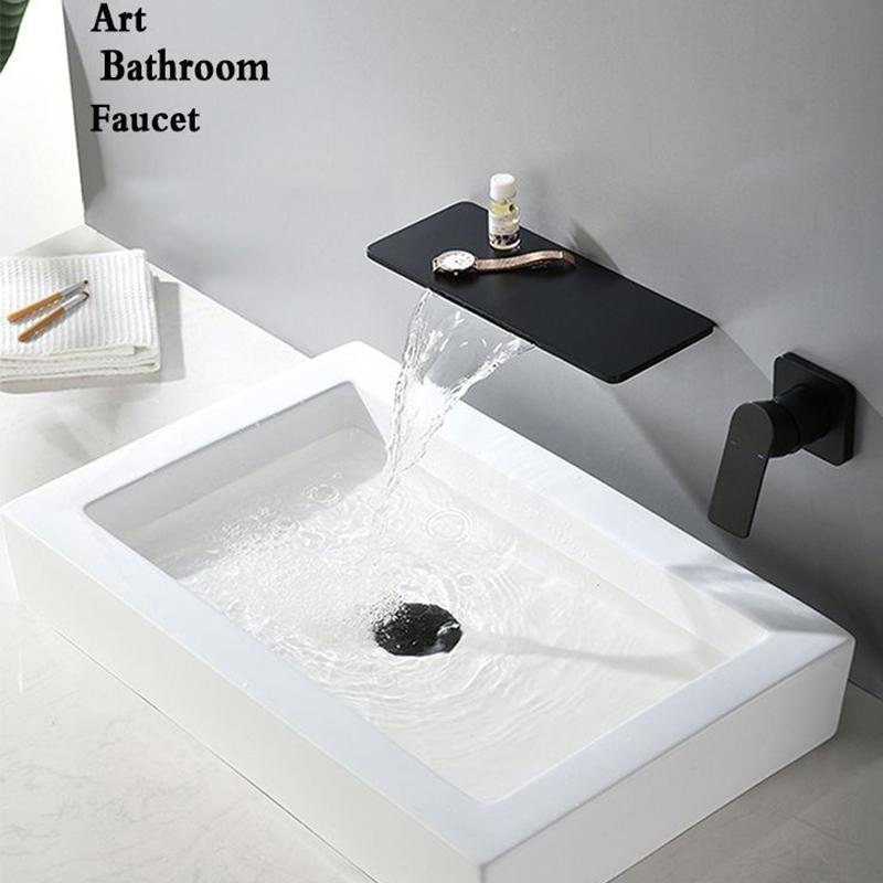 Латунный настенный водопадный смеситель для раковины в ванной комнате, скрытый монтаж, смеситель для раковины, смеситель для ванны, смеситель для наполнения ванны