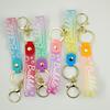 PVC Keychain with Leather Cord and Candy Soft Rubber Doll, Transparent Lanyard, and Jelly Gradient Color Hand Rope
