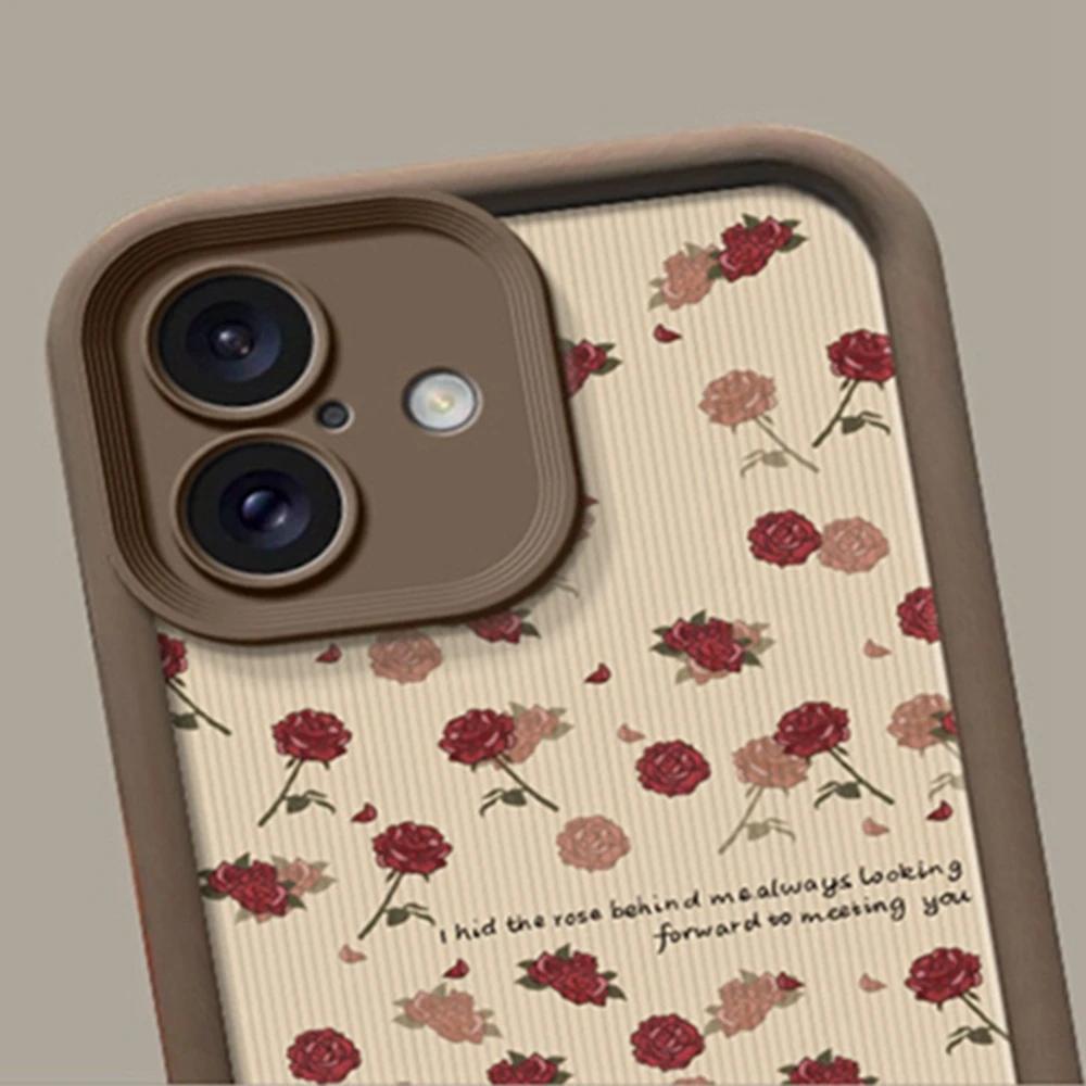 Luxury Rose Flower Strap 16 Phone Cases for iPhone 13 11 14 15 Plus 12 16 Pro Max X XR XS 15pro MAX Case Silicone Lanyard Cover