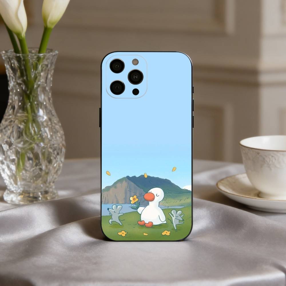 Cute D-Doubao D-Duck Phone Case For iPhone 17,16,15,14,13,12,11 Plus,Pro Max,XS,Soft Silicone Black Cover