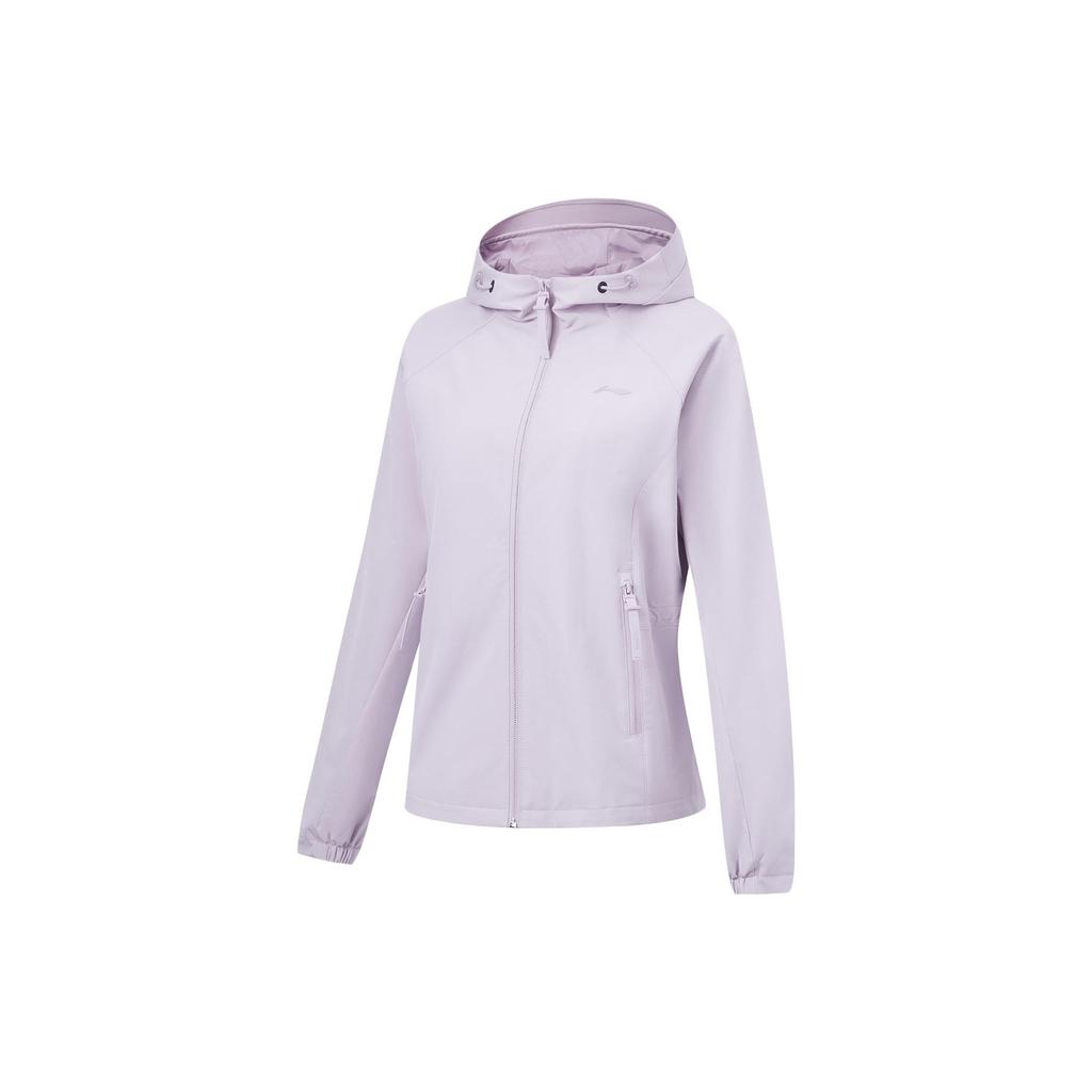 Li Ning Fitness Series Solid Color Hooded Windbreaker Women Jackets Silk-Purple AFDT650-3