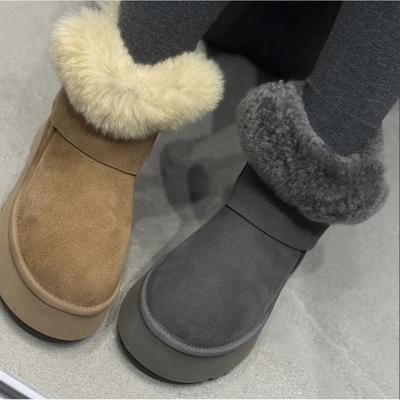 Женские мягкие эластичные зимние меховые ботинки на толстой подошве, теплые, с холодозащитной подкладкой, нескользящие, износостойкие, повседневные спортивные хлопковые ботинки