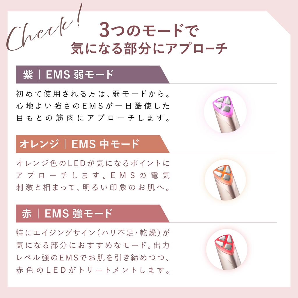 AXXZIA Axxzia Mate for Eyes Устройство для красоты глаз Домашний косметический уход EMS LED Оснащен Орбикулярная мышца глаза Компактный размер Тепловой уход Признаки старения Упругость