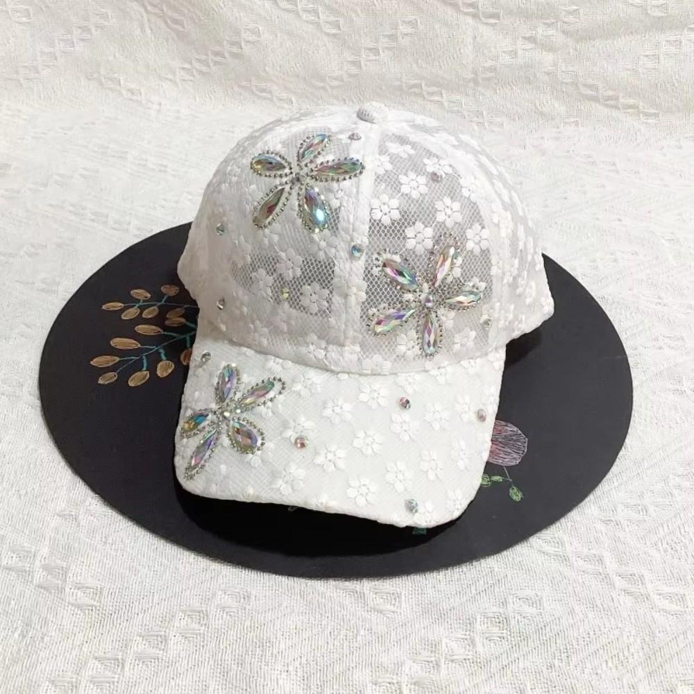 With Diamond Inlaid Women's Baseball Cap Adjustable Duckbill Hat Outdoor Sunshade Hat  Summer