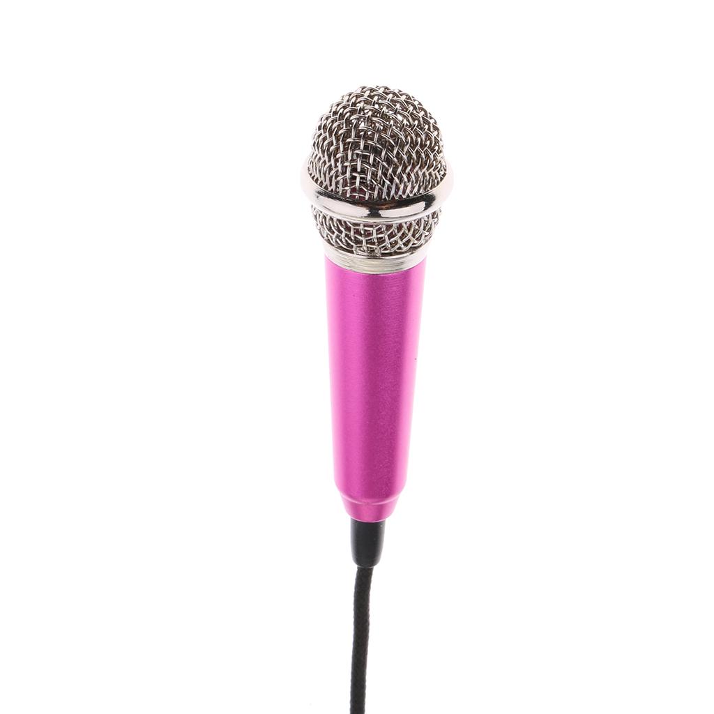 Mini 3.5mm Wired Cell Phone Microphone Stereo Mic for Chatting Singing Red