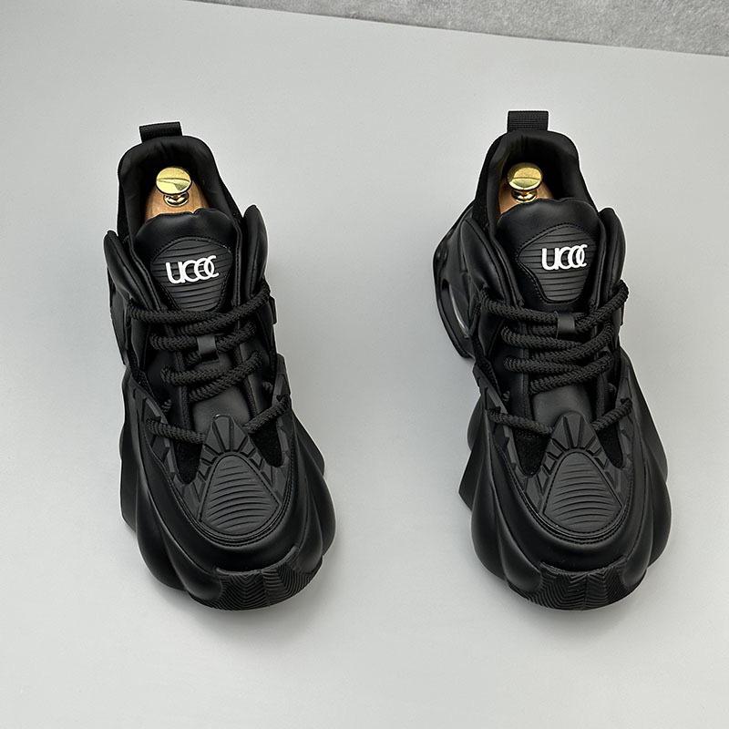 Мужские кроссовки-папы 2025 года с нескользящей толстой подошвой: Повседневная, износостойкая, универсальная белая обувь в минималистичном стиле