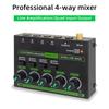 Low Noise 4 Channel Line Mixer for Mixing 4 Stereo Channel LED Mixer Adapter for Microphones Guitars Keyboards