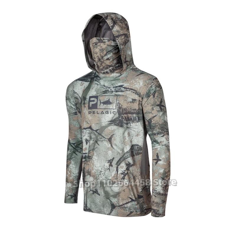 Mens Quick-Dry Fishing Shirt With UV Protection Dust-Resistant Face Cover Lightweight Outdoor Angling Summer Fall