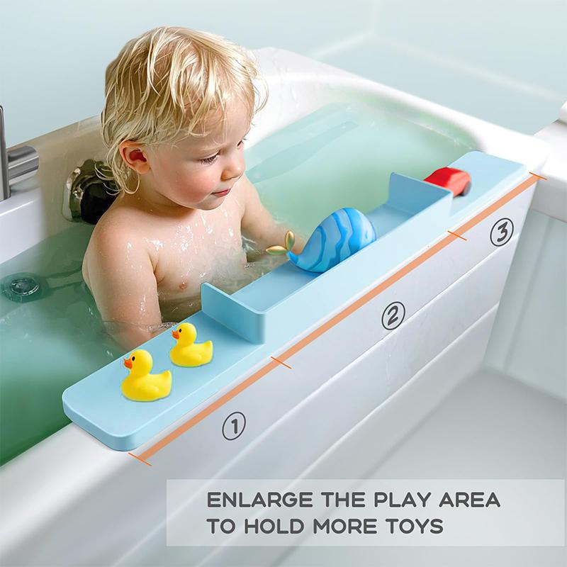 Splash Guard For Bathtub, Silicone Bath Tub Splash Guard For Kids, Bath Play Toy Holder Storage For Toddlers Baby