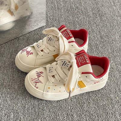 Взрывной новый цветной колорблок с белой рыбой, кошачий цвет, маленькие белые туфли, женские, весна-осень, новые, универсальные, нишевые, повседневные, студенческие кеды