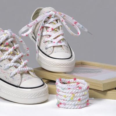 Новые круглые радужные шнурки с шариками для волос для обуви, шнурки на плоской подошве, цветные шнурки с допамином для кроссовок, костюм для женщин и мужчин, 1 пара