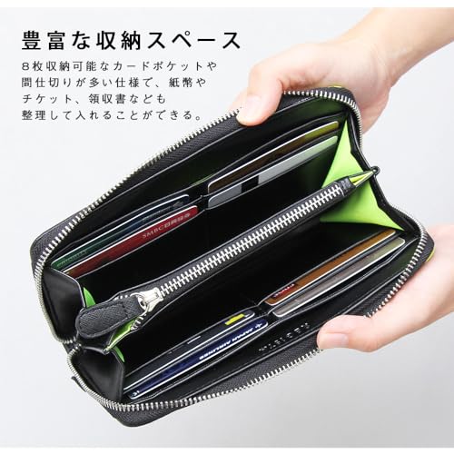 [Register] Men's Long Wallet, PU Leather, Round Zipper, Black, Red, Blue, Yellow, Saffiano Black