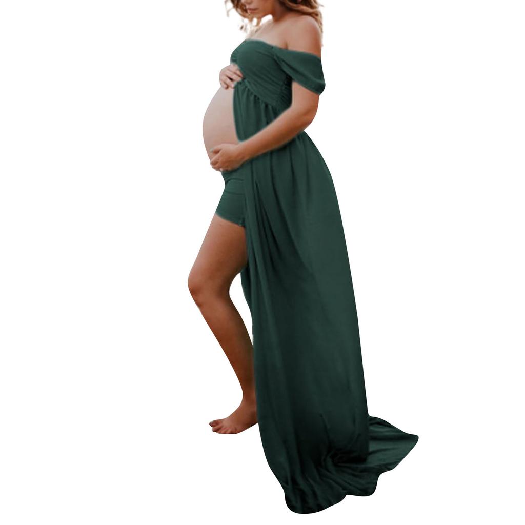 Womens Maternity Off Shoulder Maxi Dress Photography Photo Long Gow