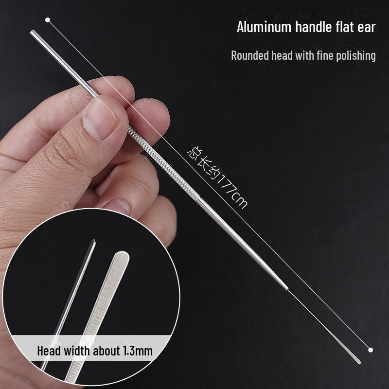 Набор инструментов для чистки ушей с алюминиевой ручкой: Большие и маленькие ложки-сверла, лопатка, ватная палочка, крючок для ушной серы, грибовидный сверло.