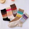 5 пар дышащих и впитывающих пот женских носков средней длины на осень и зиму. Модные и универсальные женские носки, размер 34-42