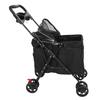 Foldable Pet Stroller Breathable Mesh with 2 Way Zipper Canopy Detachable Food Tray Cup Holder Travel Cat Dog Stroller