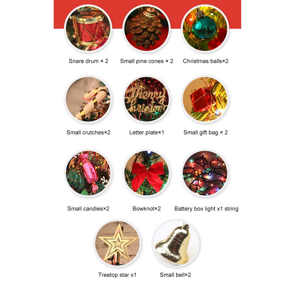 50 см Рождественская елка Упаковка с гирляндами Настольная Рождественская елка Принадлежности Рождественские украшения