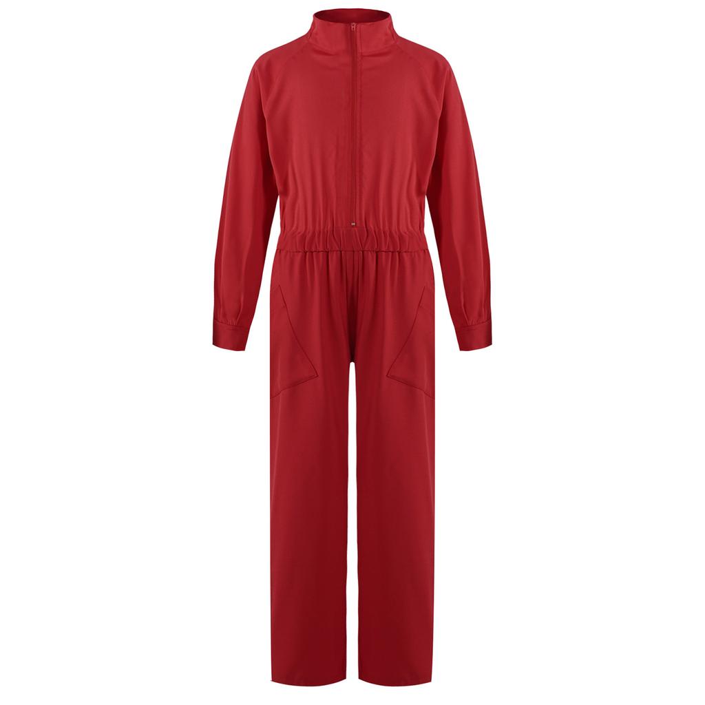 Girls Practical Wear Stand Collar Jumpsuit for Daily Activities