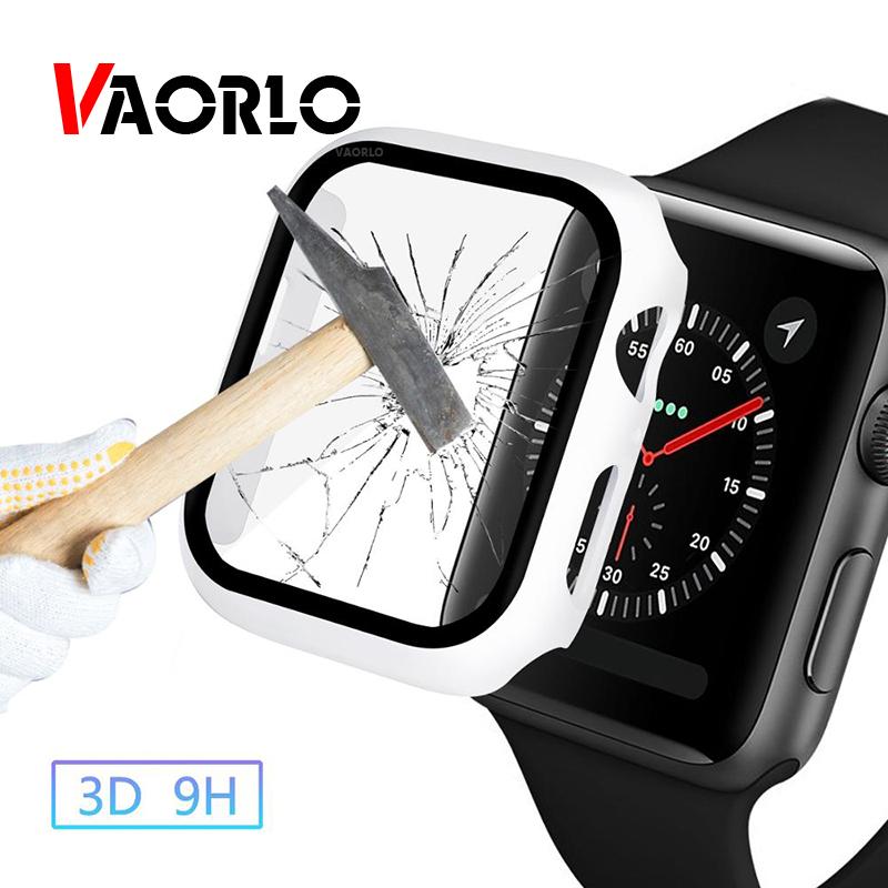 Чехол для часов Apple Watch 5/4 40 мм / 44 мм, бампер для ПК со стеклянной защитной пленкой для iwatch Series 3/2 38 42 мм аксессуары