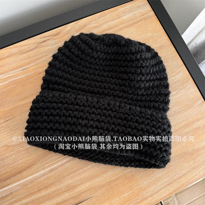 2024 осень-зима легкая вязаная шапка, толстая шерсть, маленькое лицо, повседневная универсальная теплая защита для ушей, однотонная шерстяная шапка