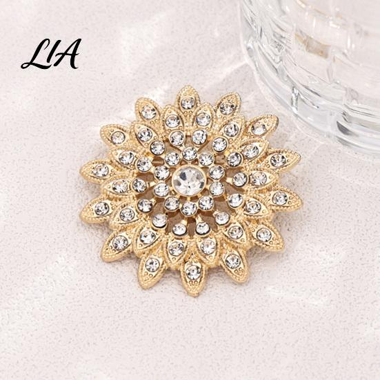 Rhinestone Sunflower Brooch Sparkling Brooch, Golden Plated Floral Lapel Metal Pin Pin, Dainty Clothing Jewelry Accessory for Women Girls Flower