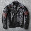 Harley Мотоциклетная кожаная куртка с вышивкой черепа из воловьей кожи для мужчин, старая короткая кожаная куртка, одежда для езды на мотоцикле