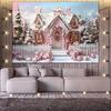 2D flat  1pc pink Christmas house background with candies and snow scenes - banner for holiday parties  weddings  birthdays