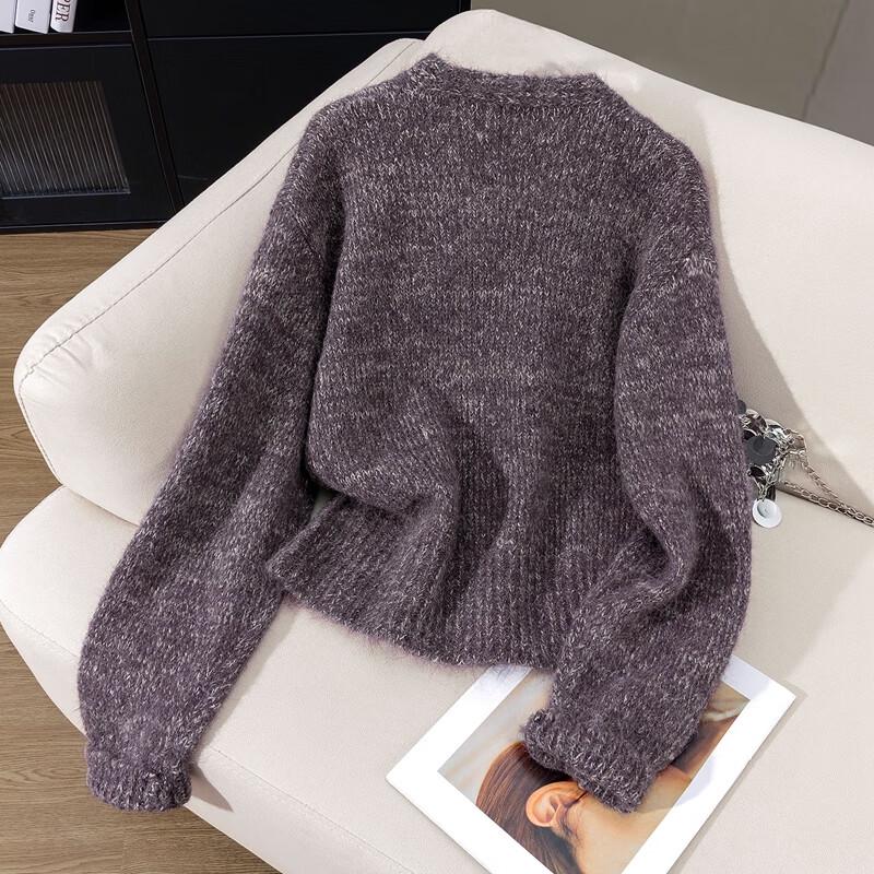 Women's V-Neck Loose Wool Blend Cardigan Sweater