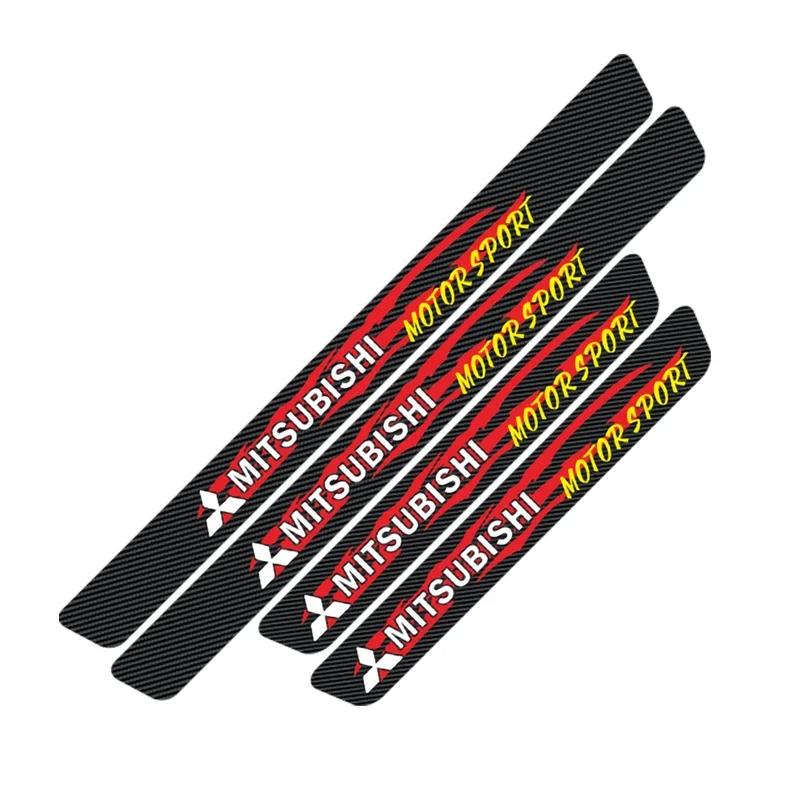 Наклейки на пороги автомобиля Mitsubishi Eclipse Lancer Ralliart Outlander ASX L200 Mirage Pajero из углеродного волокна, защитные, передние и задние