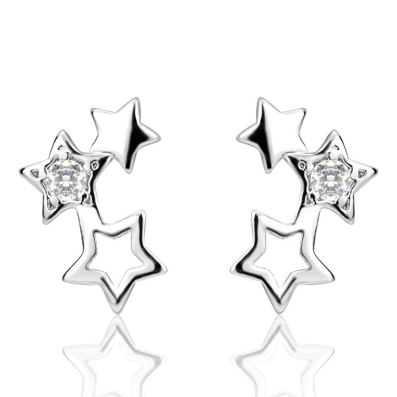 Новый продукт Серьги с полыми углами в форме пяти звезд для женщин Серьги для темперамента Серьги с имитацией циркония