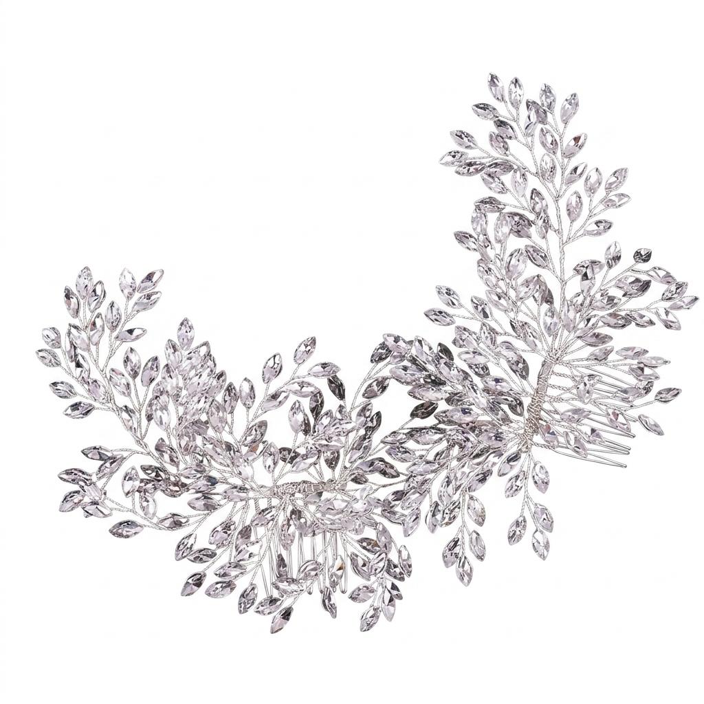 Bridal Hair Comb with Rhinestones for Wedding Veil Accessories Durable Alloy Base Crystal Embellishment Lightweight Design