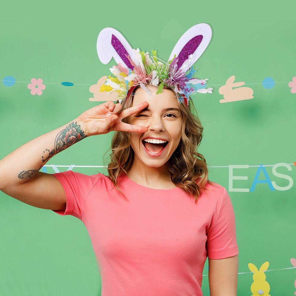 Sequin Easter Rabbit Ears Headbands Wear-resistant Cosplay Headbands  Costume Party Accessories