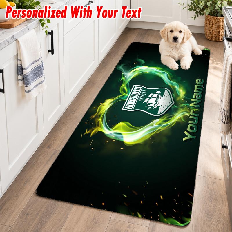 Plymouth Argyle FC Custom Name Flannel Rug Kitchen Mat Non Slip Floor Carpet Personalized Home Decor