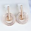 Luxury Fashion White Zircon Hollow Round Circle Dangle Earrings for Women Gold Color Wedding Party Jewelry