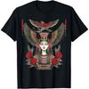 Egyptian Ancient Female God Pharaoh with Roses Egypt Sphinx T-Shirt(2)