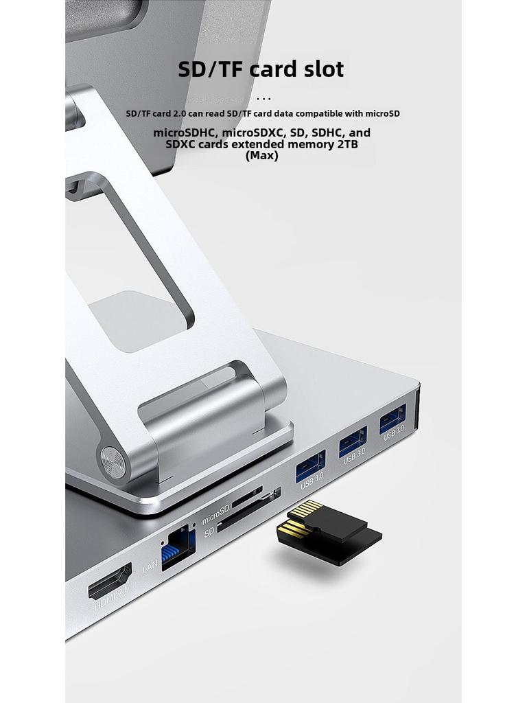 4K 60Hz USB-C Docking Station with Gigabit Ethernet, USB 3.2 Hub, and Rotating Stand for Phones and Tablets