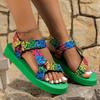 Platform Sandals Women's Outer Wear Ethnic Fish Mouth Color Matching Velcro Sandals