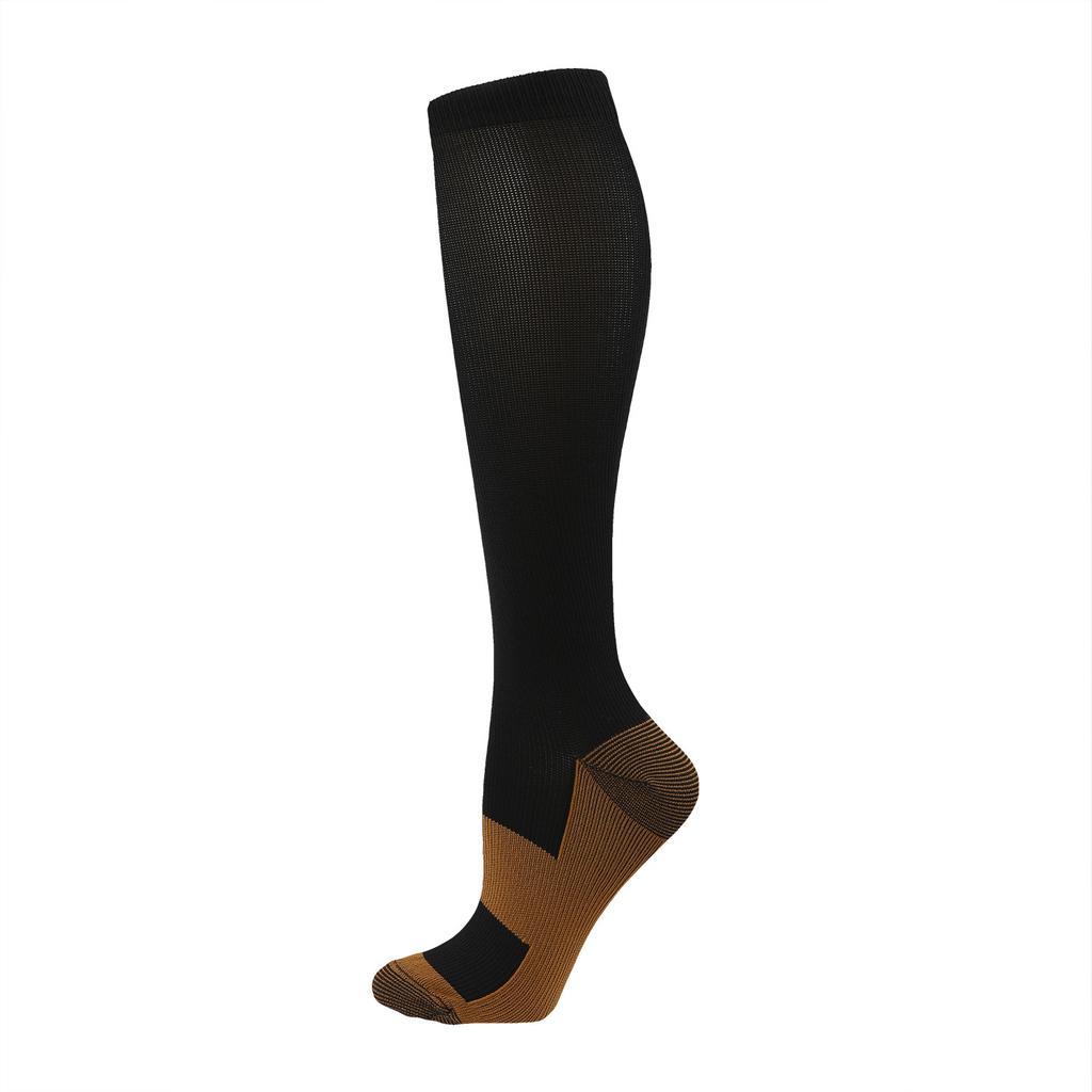 Cross-Border Solid Color Knee-High Sports Compression Socks Copper Ion Elastic Socks Outdoor Cycling Socks