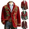 Пиджак Костюм Вельветовая Зимняя Куртка Приталенный Однобортный Пиджак Лацкан Длинный Рукав 3D Принт на Рождественскую Тематику Верхняя Одежда