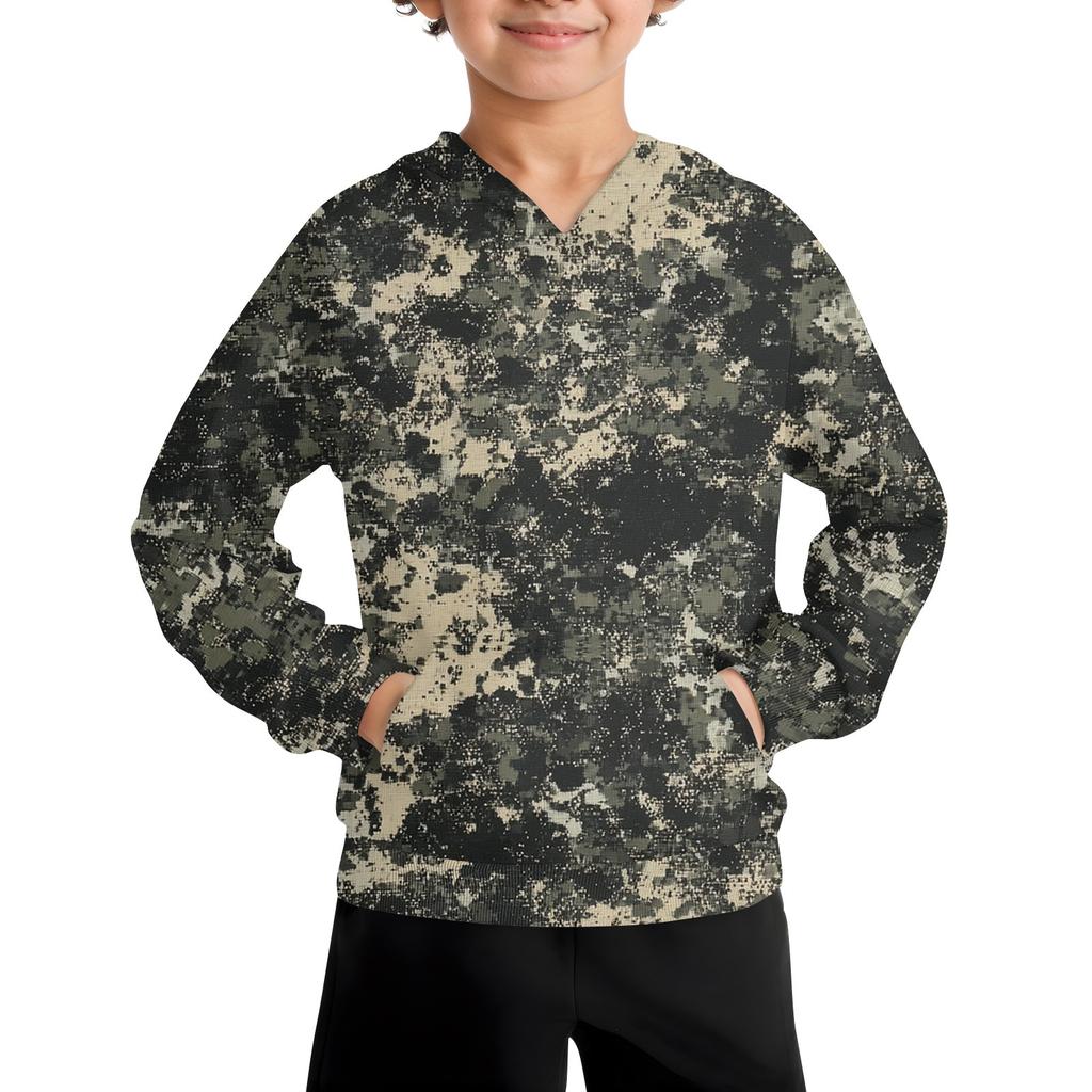 Boys Casual Fashion Long Sleeve Hooded Pocket Sweatshirt