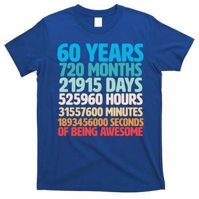 60 лет быть потрясающими! Футболка унисекс с надписью "60 Years Of Being Awesome" (60 лет, когда мы были великолепны).