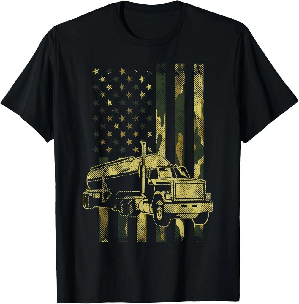 Camo American Flag Truck Patriotic US Trucking Trucker Gifts Gift Unisex T-Shirt