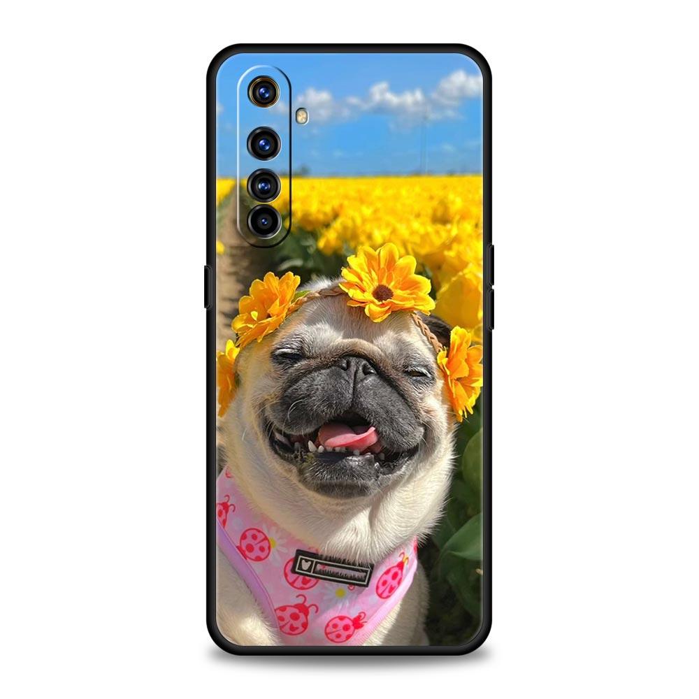 Милый чехол для телефона с собакой мопсом для Realme 12 11 10 9 8 5G 7 6 GT5 GT3 GT2 Pro Plus C21 C11 C25 C35 для Realme GT Neo 2 3 3T 5