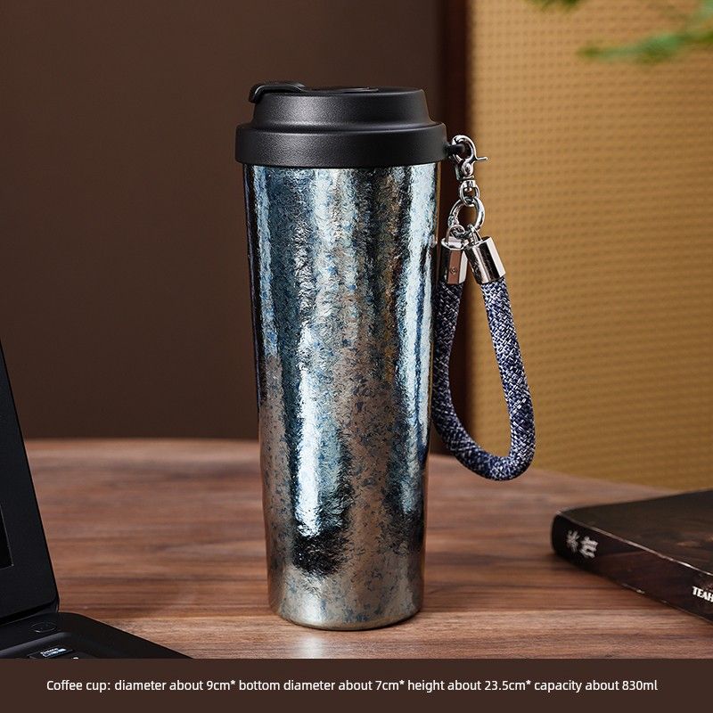 New Pure Titanium Coffee Cup Large Capacity Vacuum Cup Portable Car Tea Cup Portable Water Cup One-Click Open Cover Titanium Cup