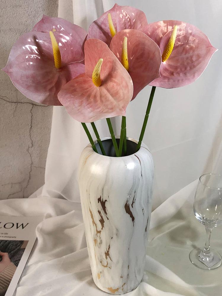 6 шт. пластиковый неувядающий искусственный цветок антуриума искусственный цветок антуриума имитация растения реквизит для свадебной фотосъемки украшение для гостиной дома