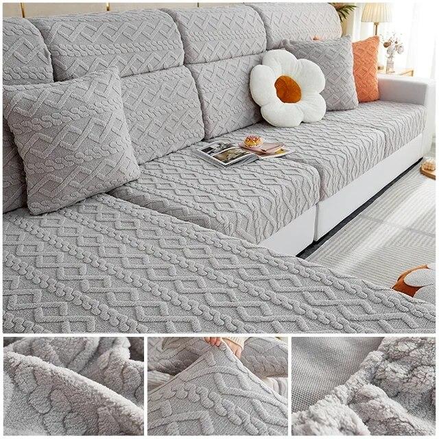 Плюшевый жаккардовый чехол на подушку для дивана, эластичные чехлы для дивана, защита для мебели для гостиной, регулируемый съемный чехол для дивана