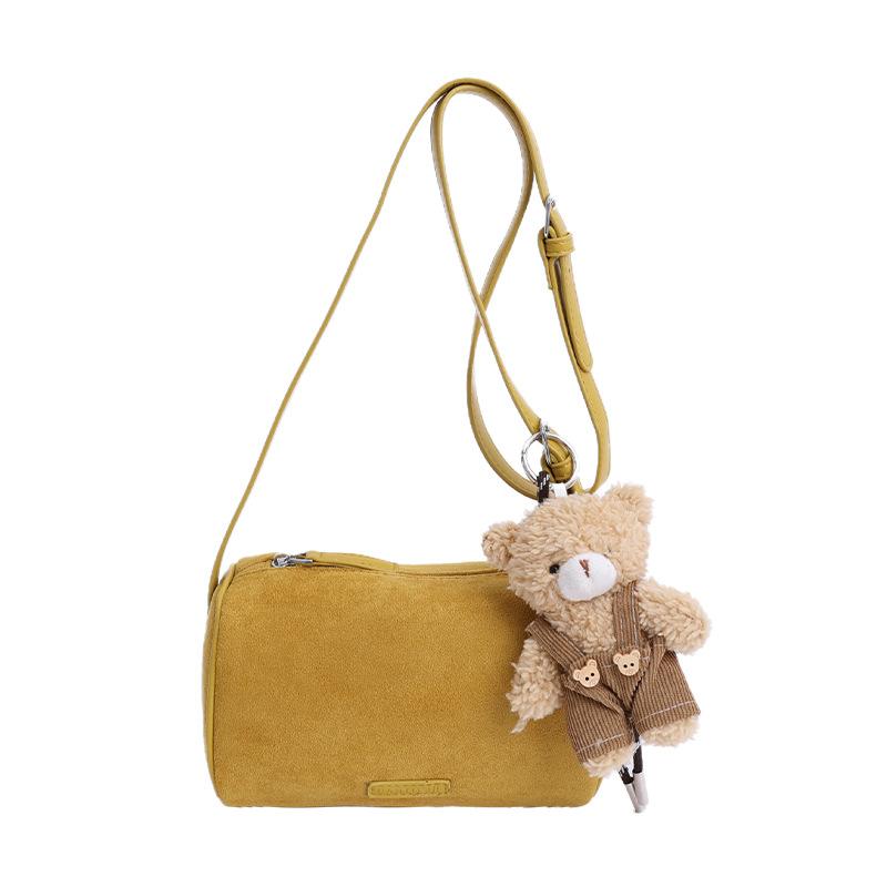 Crossbody Bag Women's New Trendy Retro Suede Pillow Bag Shoulder Underarm Bag Cylinder Handbag