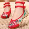 Women Cute Red Floral Embroidery Anti Skid Flat Shoes Zapatos De Mujer Lady Cool Comfort Black Vintage Shoes Ab653
